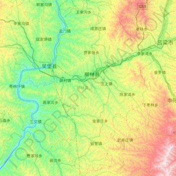 柳林县地形图、海拔、地势