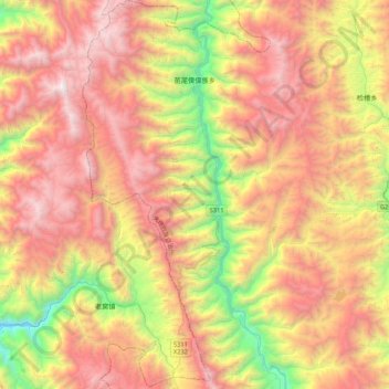 苗尾傈僳族乡地形图、海拔、地势
