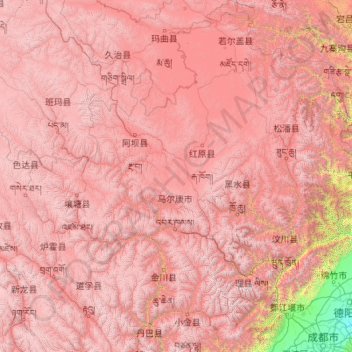 阿坝藏族羌族自治州地形图、海拔、地势