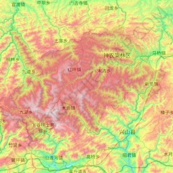 神农架林区地形图、海拔、地势