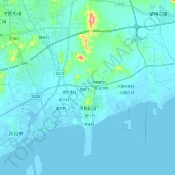 凤城街道地形图、海拔、地势
