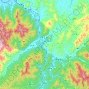 耳口乡地形图、海拔、地势
