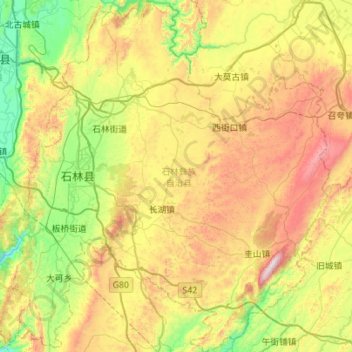 石林彝族自治县地形图、海拔、地势