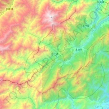 三江镇地形图、海拔、地势