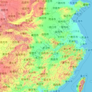 长江地形图、海拔、地势