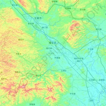 隆安县地形图、海拔、地势