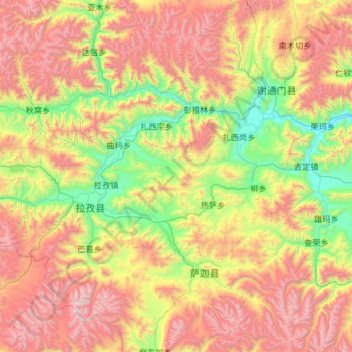 拉孜县地形图、海拔、地势