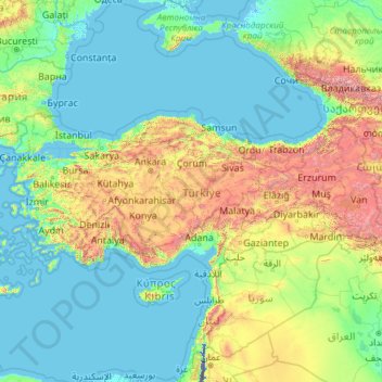 土耳其地形图、海拔、地势