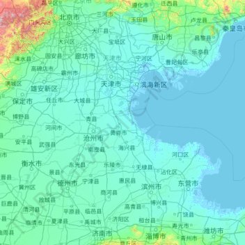 天津市地形图、海拔、地势