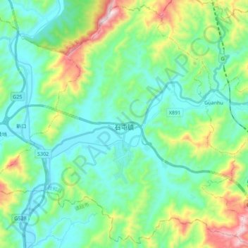 石屯镇地形图、海拔、地势