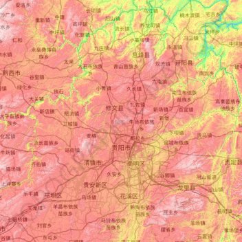 贵阳市地形图、海拔、地势