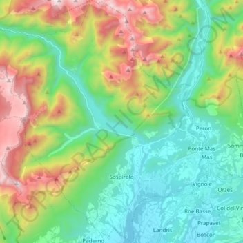 Sospirolo地形图、海拔、地势