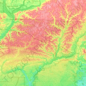 Gadsden County地形图、海拔、地势