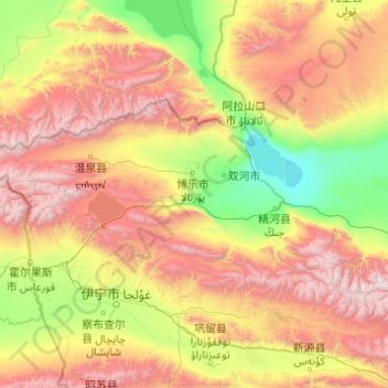 博尔塔拉蒙古自治州地形图、海拔、地势