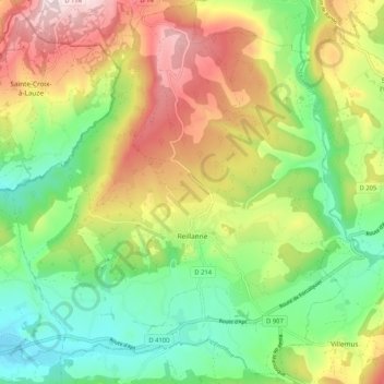 Reillanne地形图、海拔、地势