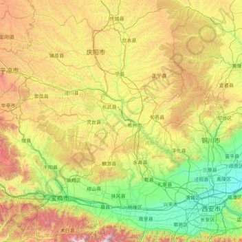 泾河地形图、海拔、地势