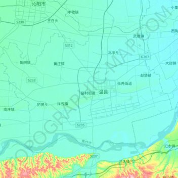 温县地形图、海拔、地势