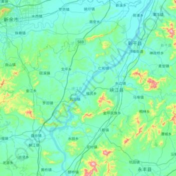 峡江县地形图、海拔、地势
