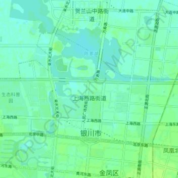 上海西路街道地形图、海拔、地势