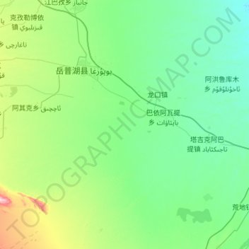 岳普湖县地形图、海拔、地势