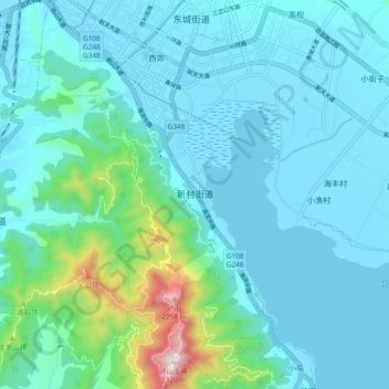 新村街道地形图、海拔、地势