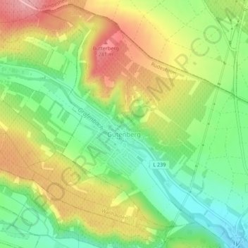 Gutenberg地形图、海拔、地势