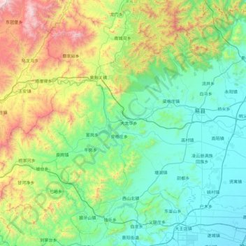 易县地形图、海拔、地势