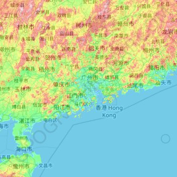 广东省地形图、海拔、地势