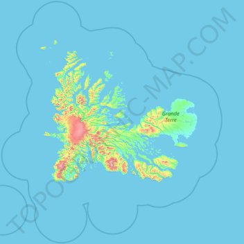 凯尔盖朗群岛地形图、海拔、地势