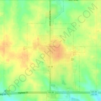 Holstein地形图、海拔、地势