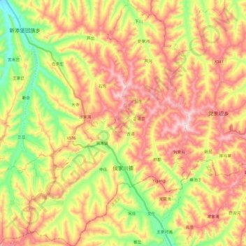 侯家川镇地形图、海拔、地势