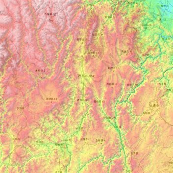 凉山彝族自治州地形图、海拔、地势