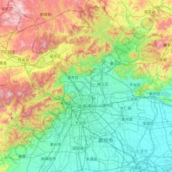 北京市地形图、海拔、地势