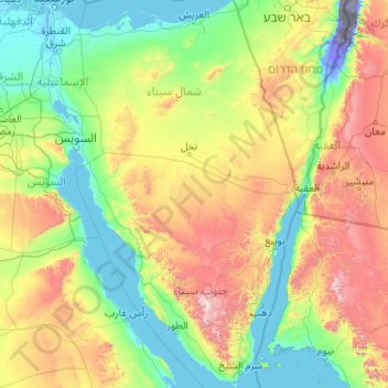 西奈半岛地形图、海拔、地势