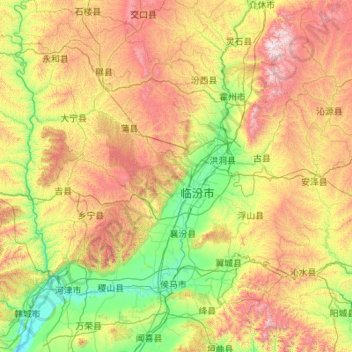 临汾市地形图、海拔、地势