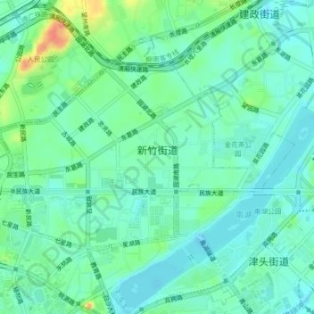 新竹街道地形图、海拔、地势