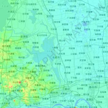 扬州市地形图、海拔、地势
