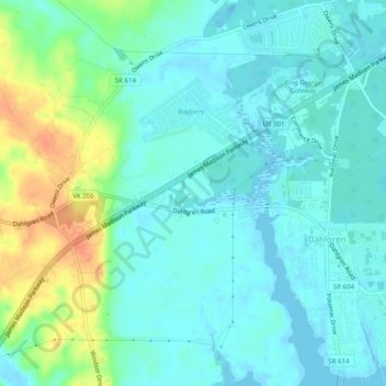 Dahlgren地形图、海拔、地势