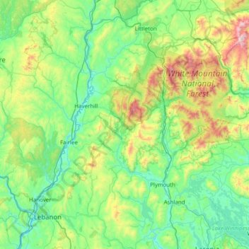 Grafton County地形图、海拔、地势