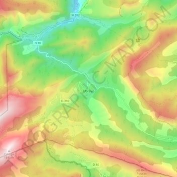 Ubraye地形图、海拔、地势