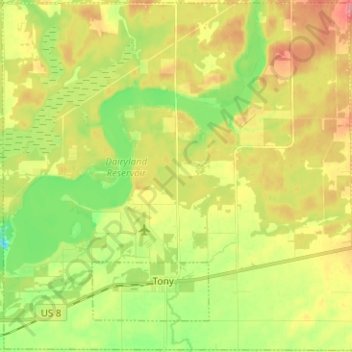 Town of Dewey地形图、海拔、地势