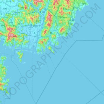 釜山地形图、海拔、地势