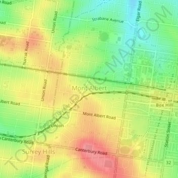 Mont Albert地形图、海拔、地势