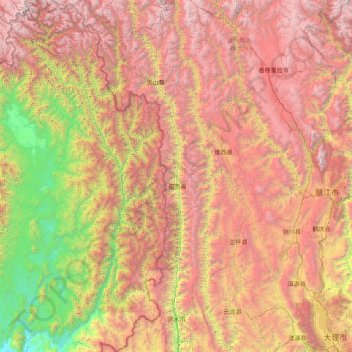 怒江傈僳族自治州地形图、海拔、地势