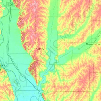 Fremont County地形图、海拔、地势