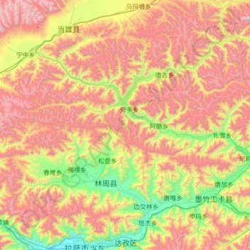 林周县地形图、海拔、地势