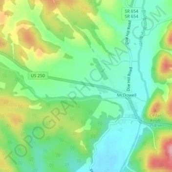 McDowell地形图、海拔、地势