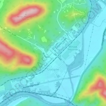 Glasgow地形图、海拔、地势