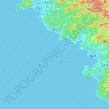 印南町地形图、海拔、地势