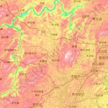 清镇市地形图、海拔、地势